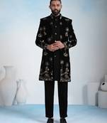 Black velvet premium designer festive wear indo western set