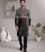 Black velvet premium designer festive wear indo western set