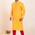 Yellow banarsi dhupion  silk-thread work premium designer festive wear kurta pyjama set