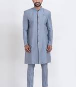 Grey banarasi dhupion silk premium designer festive wear indo western set