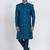 Teal blue banarasi dhupion silk premium designer festive wear indo western set