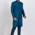 Teal blue banarasi dhupion silk premium designer festive wear indo western set