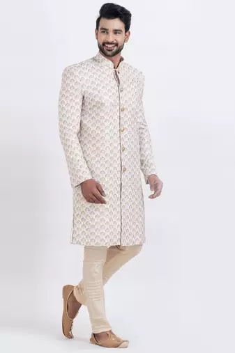 white cotton croset work &  print premium designer festive wear indo western set