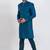 Teal blue banarasi dhupion silk premium designer festive wear indo western set