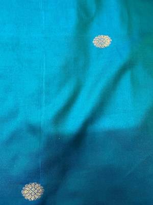 Light blue jacquard woven zari work saree with blouse 4