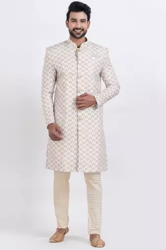 white cotton croset work &  print premium designer festive wear indo western set