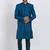 Teal blue banarasi dhupion silk premium designer festive wear indo western set