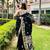 Black silk blend woven zari work saree with blouse