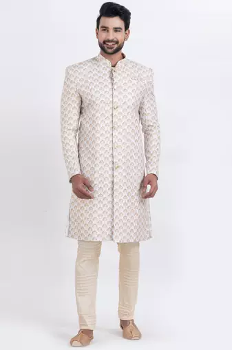 white cotton croset work &  print premium designer festive wear indo western set