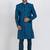 Teal blue banarasi dhupion silk premium designer festive wear indo western set