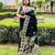Black silk blend woven zari work saree with blouse