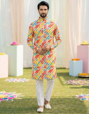 Multi cotton digital print premium designer festive wear kurta trouser set 4