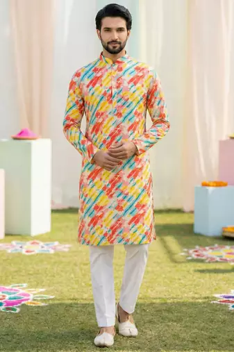 Multi cotton digital print premium designer festive wear kurta trouser set