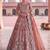 Peach net semi stitched anarkali suit with embroidery & diamond work