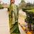 Dark green silk blend woven zari work saree with blouse