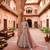 Peach net semi stitched anarkali suit with embroidery & diamond work