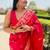 Pink silk blend woven zari work saree with blouse