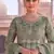 Green net semi stitched anarkali suit with embroidery & diamond work