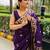 Purple silk blend woven zari work saree with blouse