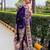 Purple silk blend woven zari work saree with blouse