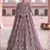 Lavender net semi stitched anarkali suit with embroidery & diamond work