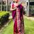 Magenta silk blend woven zari work saree with blouse