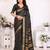Black blended cotton woven zari work saree with blouse