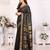 Black blended cotton woven zari work saree with blouse