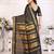 Black blended cotton woven zari work saree with blouse