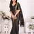 Black blended cotton woven zari work saree with blouse