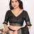 Black blended cotton woven zari work saree with blouse