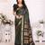 Green blended cotton woven zari work saree with blouse
