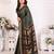 Green blended cotton woven zari work saree with blouse