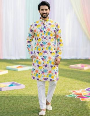 Multi cotton digital print premium designer festive wear kurta trouser set 4