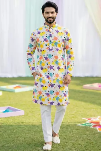 Multi cotton digital print premium designer festive wear kurta trouser set