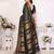 Green blended cotton woven zari work saree with blouse