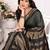 Green blended cotton woven zari work saree with blouse