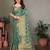 Green blended cotton woven zari work saree with blouse