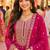 Rani pink georgette free size suit with embroidery & diamond work