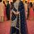 Navy georgette free size suit with embroidery & diamond work