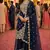 Navy georgette free size suit with embroidery & diamond work
