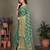 Green blended cotton woven zari work saree with blouse