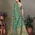 Green blended cotton woven zari work saree with blouse