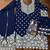 Navy georgette free size suit with embroidery & diamond work