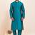 Teal blue banarsi dhupion  silk premium designer festive wear kurta pyjama set