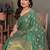 Green blended cotton woven zari work saree with blouse