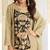 Cream crepe silk free size stitched suit with embroidery & mirror work