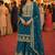 Teal blue georgette free size suit with embroidery & diamond work