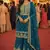 Teal blue georgette free size suit with embroidery & diamond work