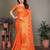 Orange blended cotton woven zari work saree with blouse